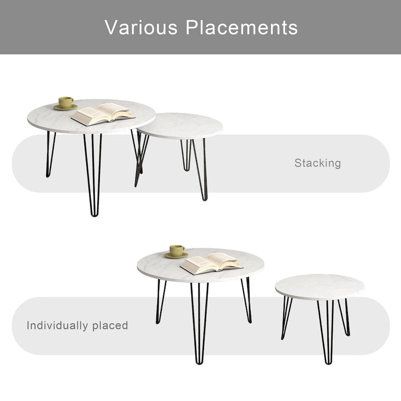 Table basse gigogne ronde (lot de 2) de 27,56 po